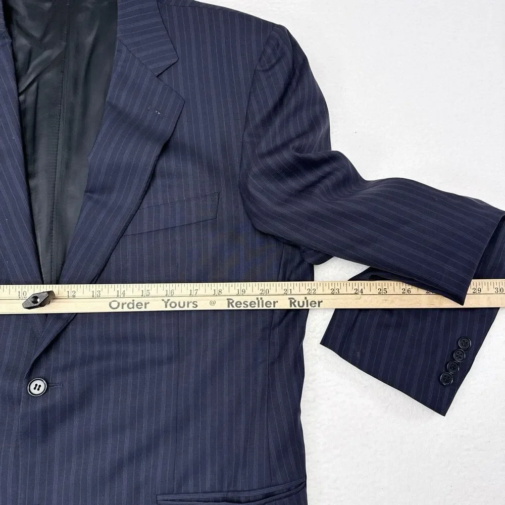 Canali Blazer Jacket Mens Size 42 R Navy Blue Wool Pinstripe‎ Made in Italy
